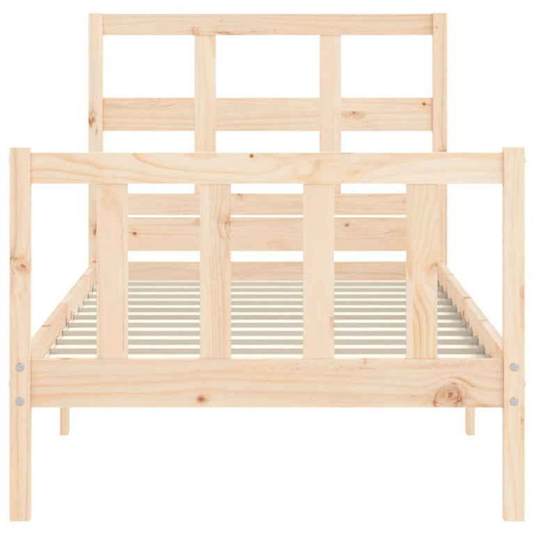 Bedframe met hoofdbord massief hout 90x200 cm