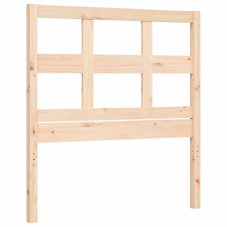 Bedframe met hoofdbord massief hout 90x200 cm