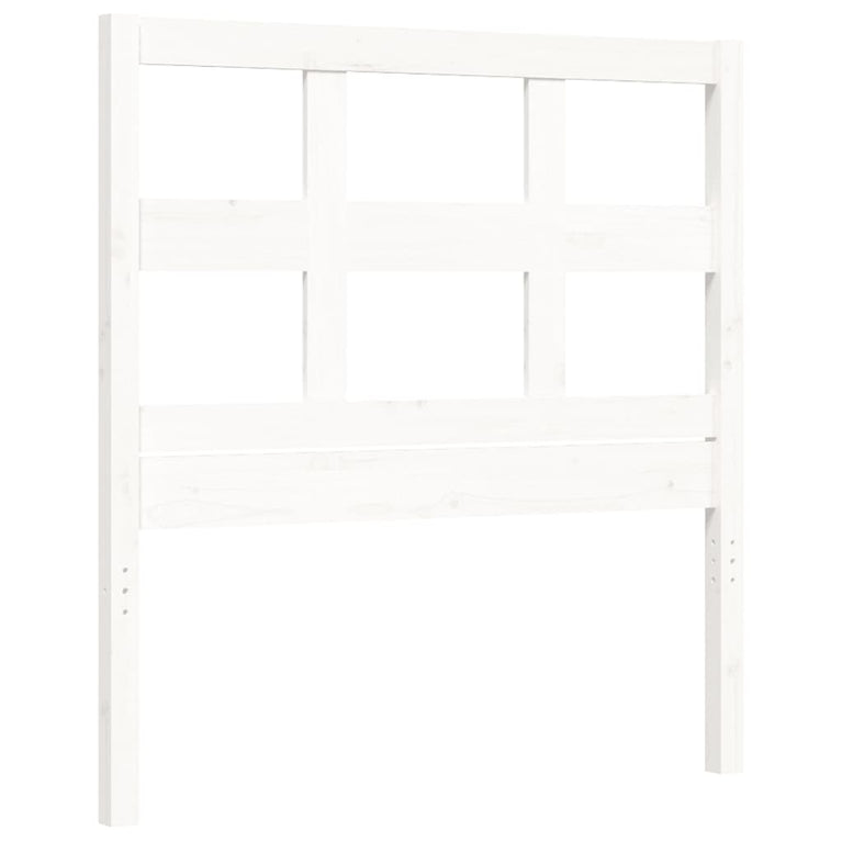 Bedframe met hoofdbord massief hout wit 90x200 cm