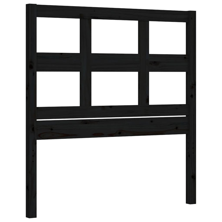 Bedframe met hoofdbord massief hout zwart 100x200 cm