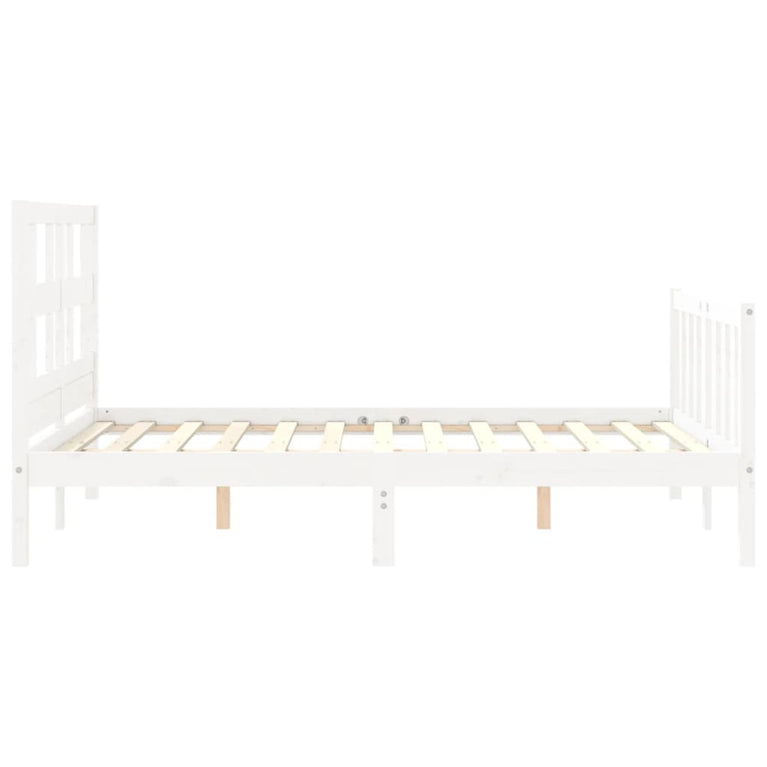 Bedframe met hoofdbord massief hout wit 140x200 cm