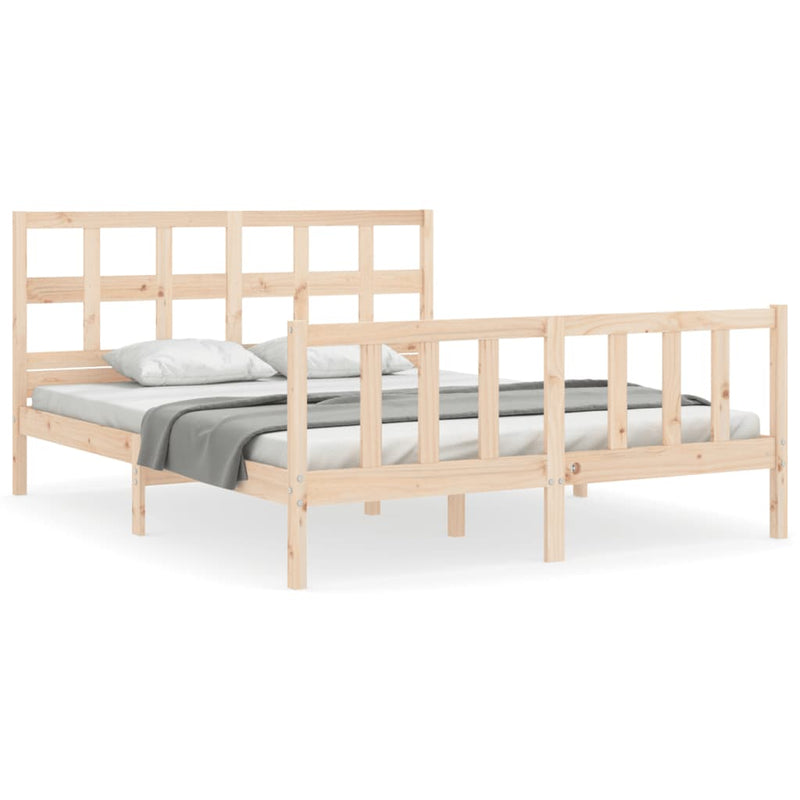 Bedframe met hoofdbord massief hout 160x200 cm