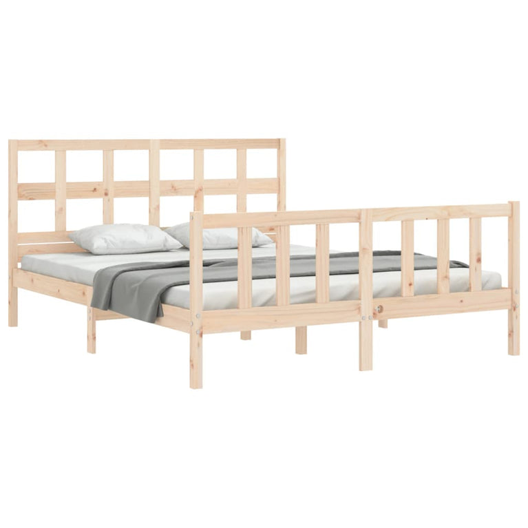 Bedframe met hoofdbord massief hout 160x200 cm