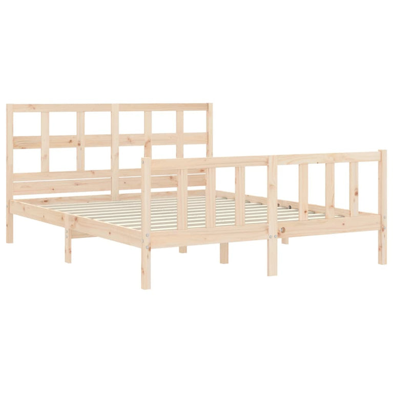 Bedframe met hoofdbord massief hout 160x200 cm