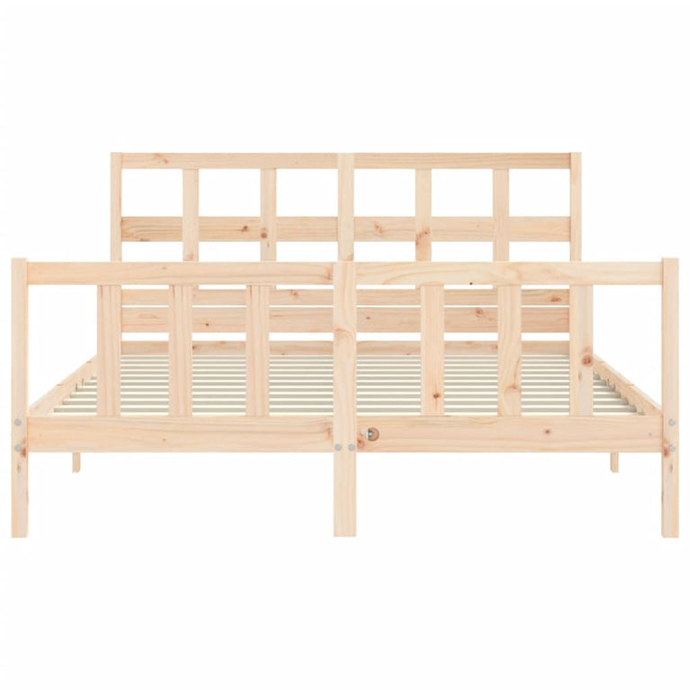 Bedframe met hoofdbord massief hout 160x200 cm