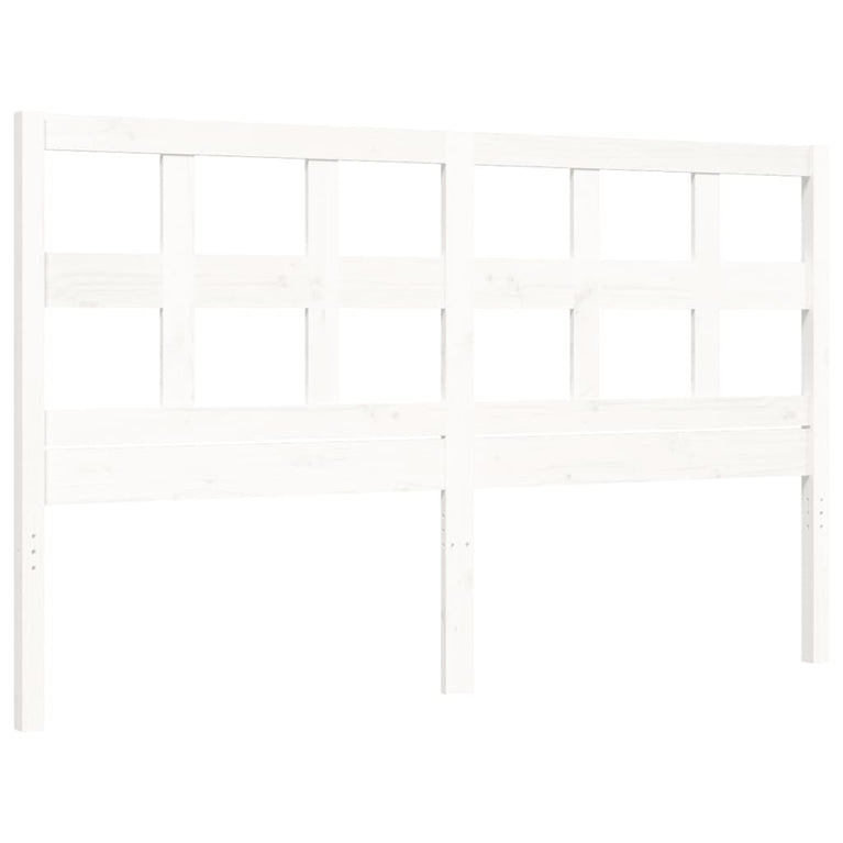 Bedframe met hoofdbord massief hout wit 160x200 cm