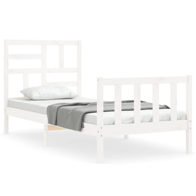 Bedframe met hoofdbord massief hout wit 2FT6 Small Single