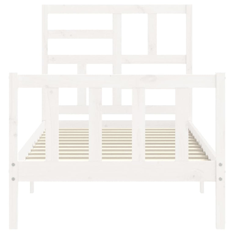 Bedframe met hoofdbord massief hout wit 2FT6 Small Single