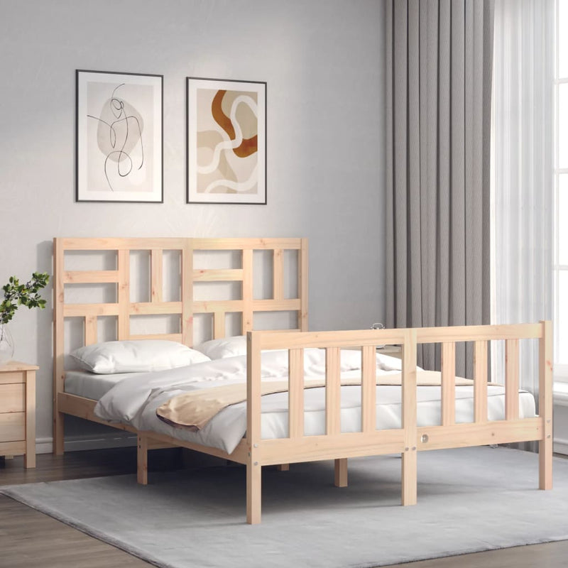 Bedframe met hoofdbord massief hout 4FT Small Double