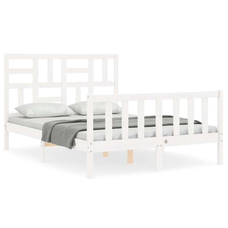 Bedframe met hoofdbord massief hout wit 4FT Small Double