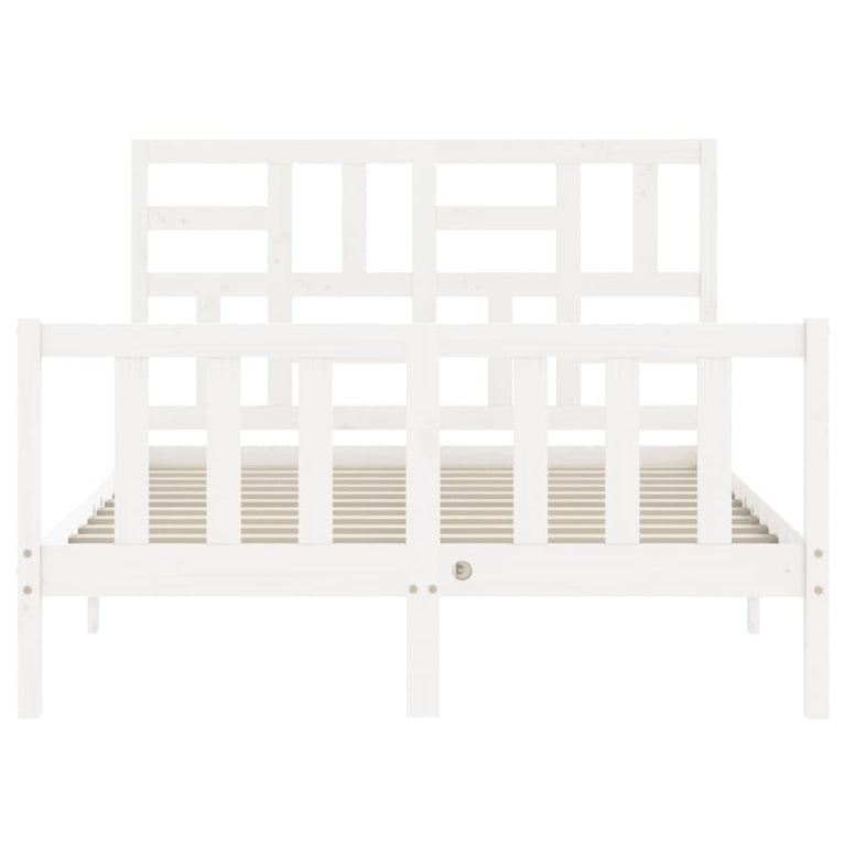 Bedframe met hoofdbord massief hout wit 4FT Small Double