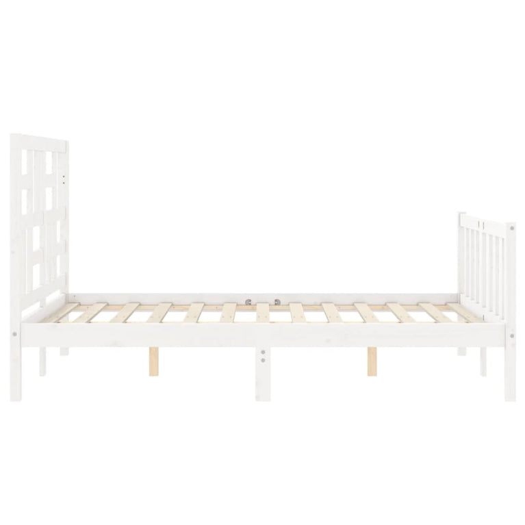 Bedframe met hoofdbord massief hout wit 4FT Small Double
