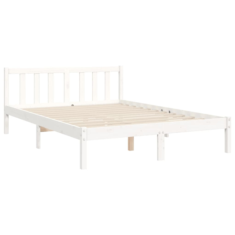 Bedframe met hoofdbord massief hout wit 4FT Small Double