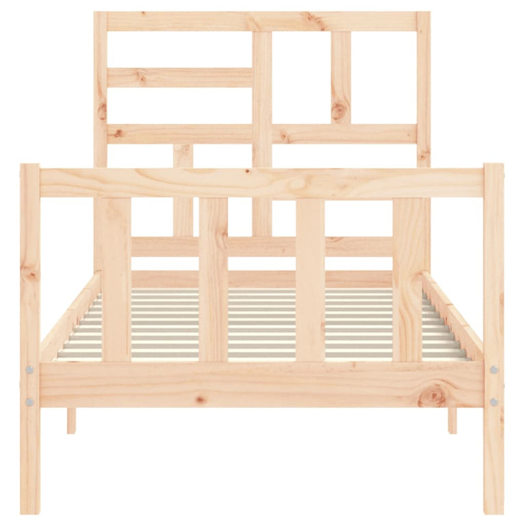 Bedframe met hoofdbord massief hout 90x200 cm