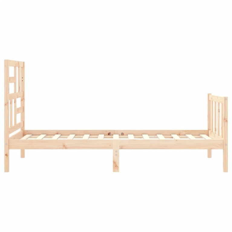 Bedframe met hoofdbord massief hout 90x200 cm