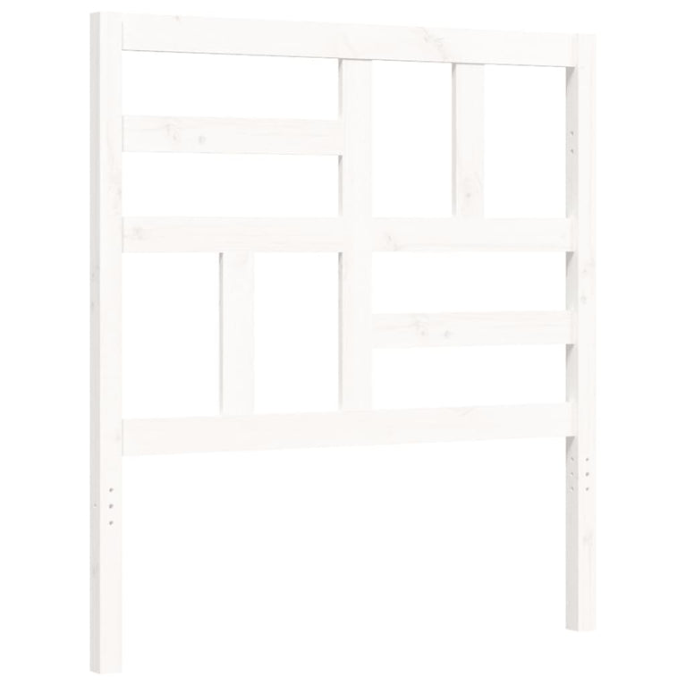 Bedframe met hoofdbord massief hout wit 90x200 cm