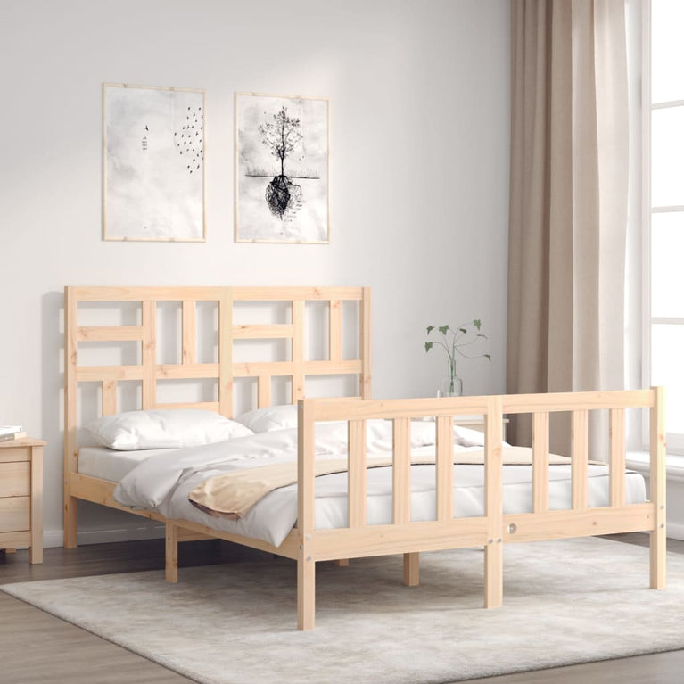 Bedframe met hoofdbord massief hout 120x200 cm