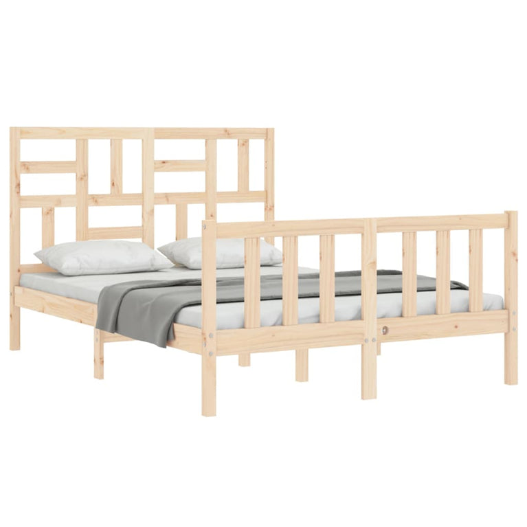 Bedframe met hoofdbord massief hout 120x200 cm
