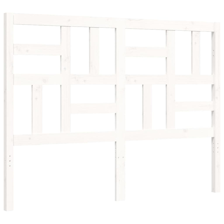 Bedframe met hoofdbord massief hout wit 120x200 cm