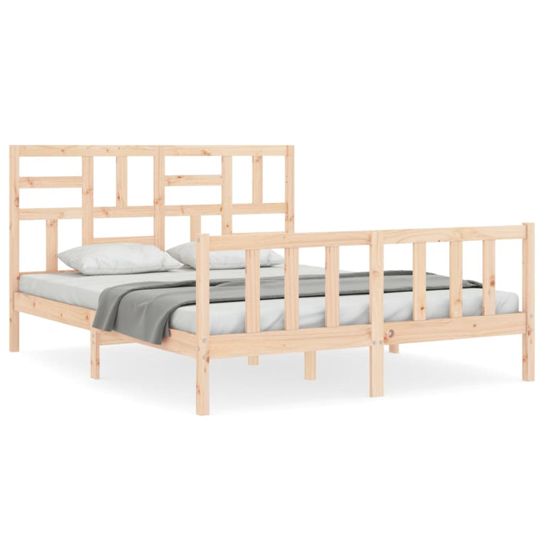 Bedframe met hoofdbord massief hout 5 FT King Size