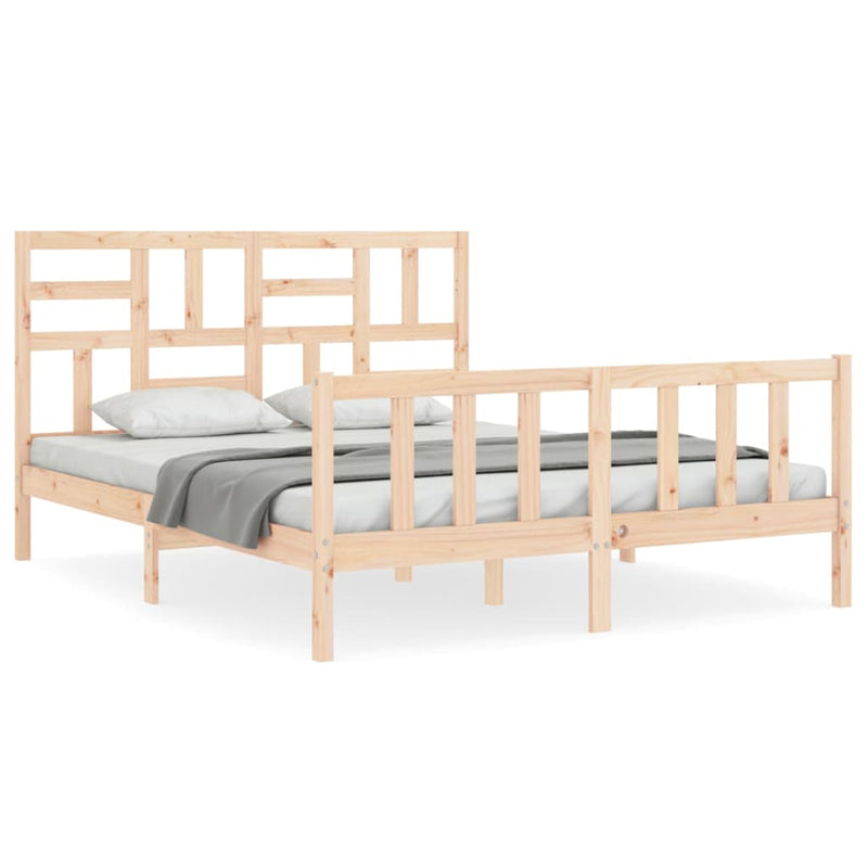 Bedframe met hoofdbord massief hout 5 FT King Size
