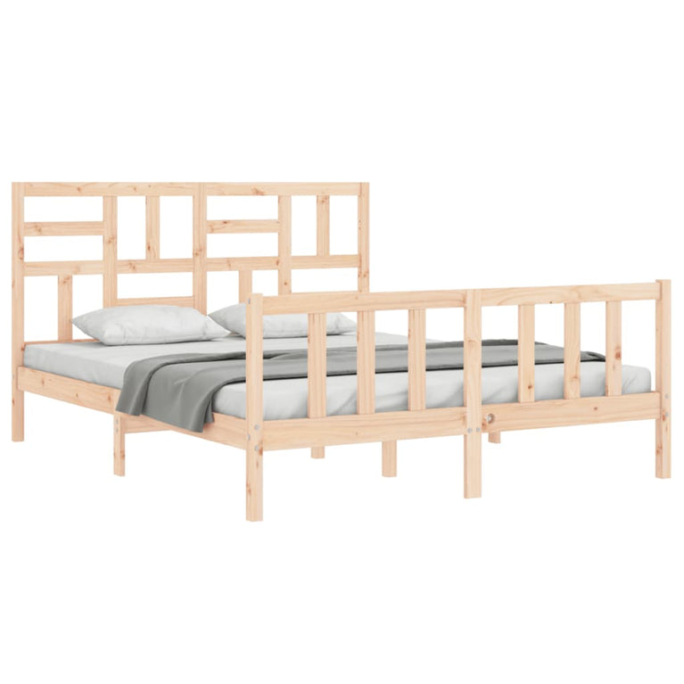 Bedframe met hoofdbord massief hout 5 FT King Size