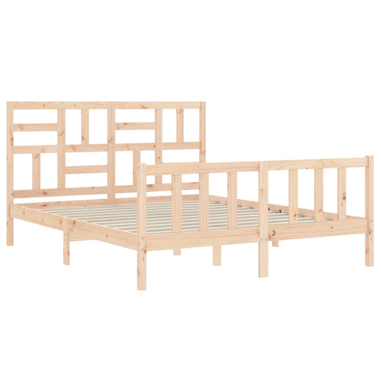 Bedframe met hoofdbord massief hout 5 FT King Size