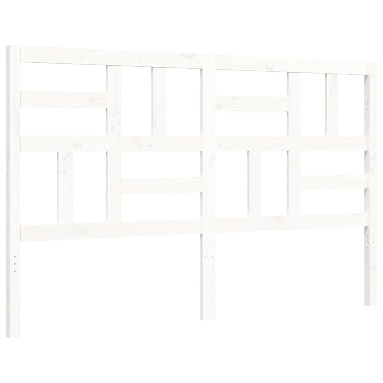 Bedframe met hoofdbord massief hout wit 160x200 cm