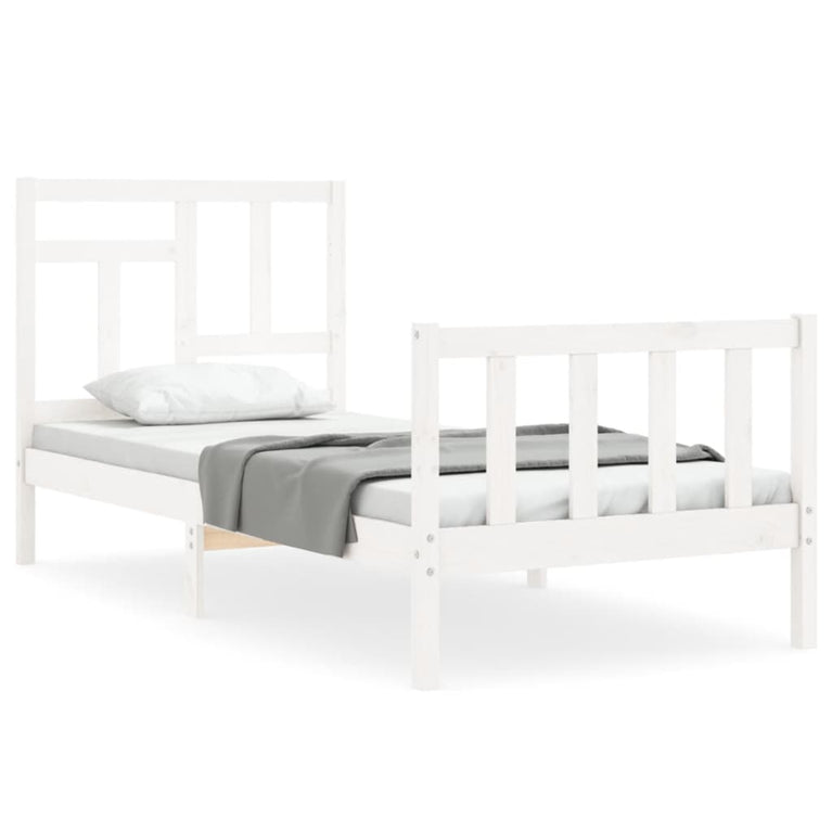 Bedframe met hoofdbord massief hout wit 2FT6 Small Single