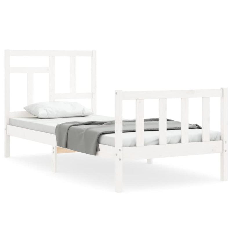 Bedframe met hoofdbord massief hout wit 2FT6 Small Single