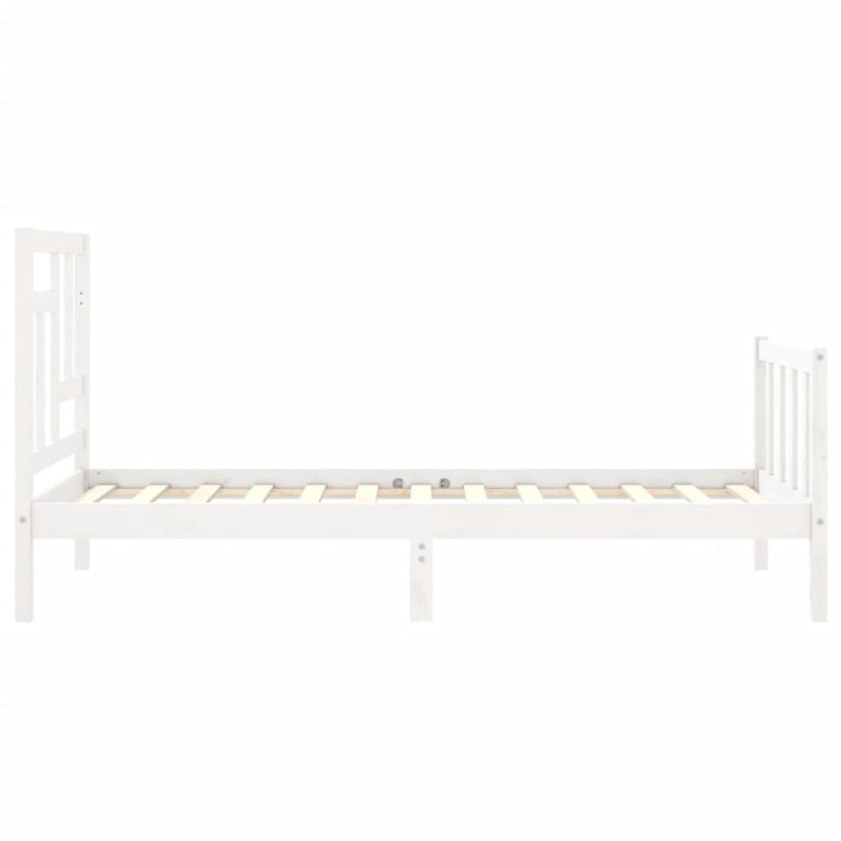 Bedframe met hoofdbord massief hout wit 2FT6 Small Single