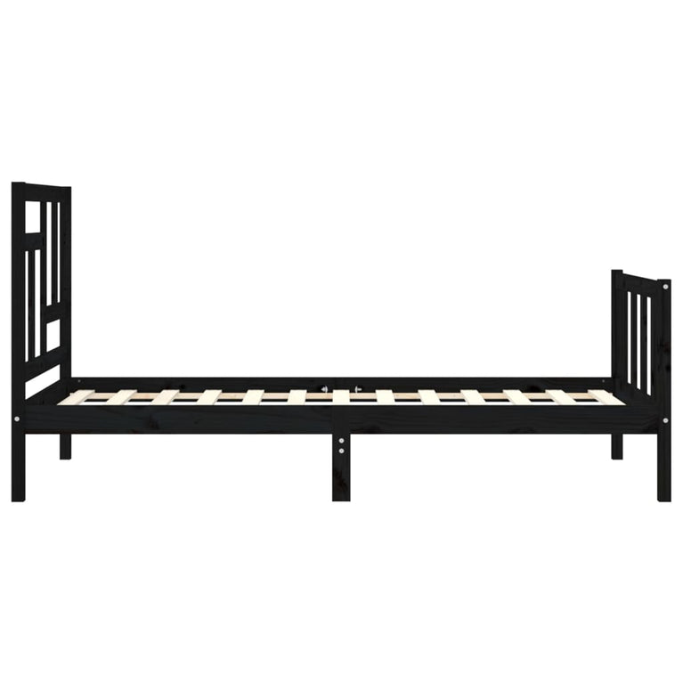 Bedframe met hoofdbord massief hout zwart 2FT6 Small Single