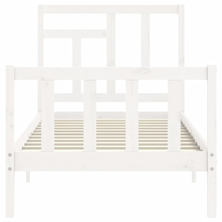 Bedframe met hoofdbord massief hout wit 3FT Single