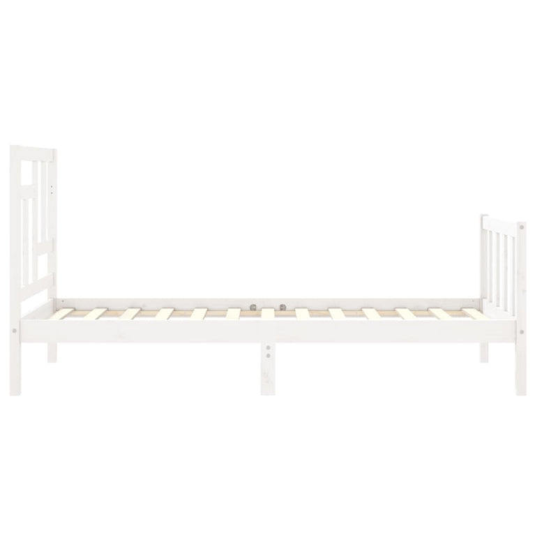 Bedframe met hoofdbord massief hout wit 3FT Single