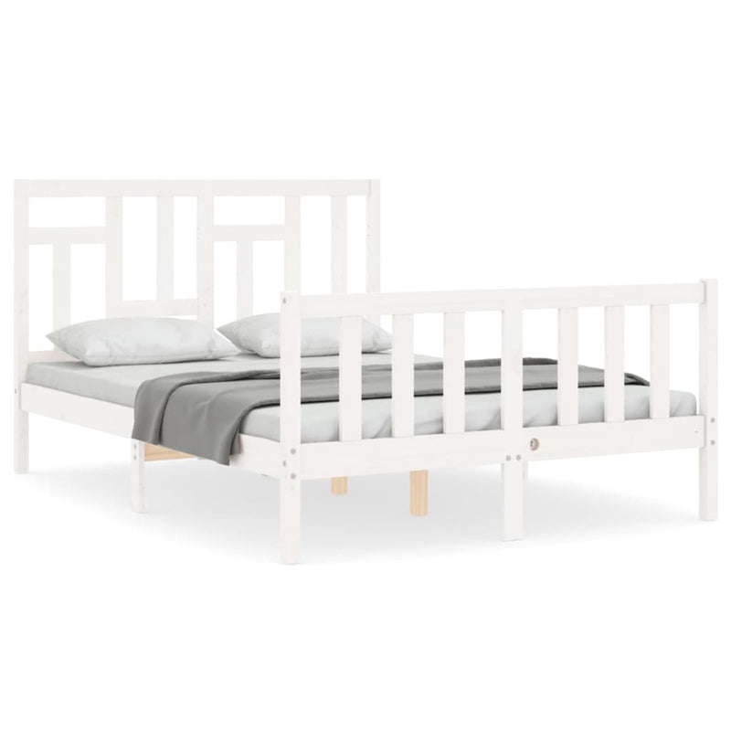 Bedframe met hoofdbord massief hout wit 4FT Small Double