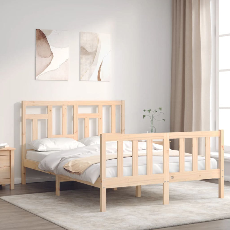 Bedframe met hoofdbord massief hout 140x190 cm