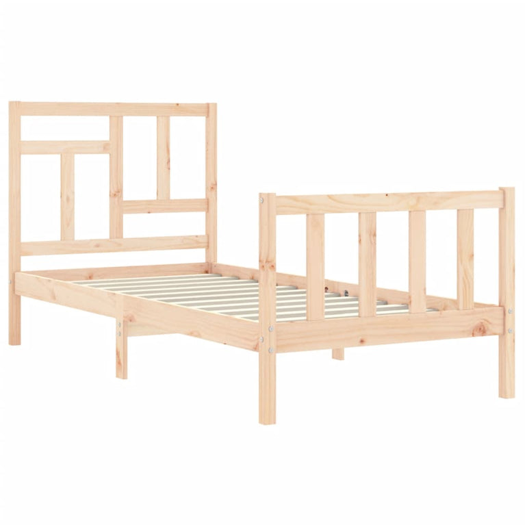 Bedframe met hoofdbord massief hout 90x200 cm