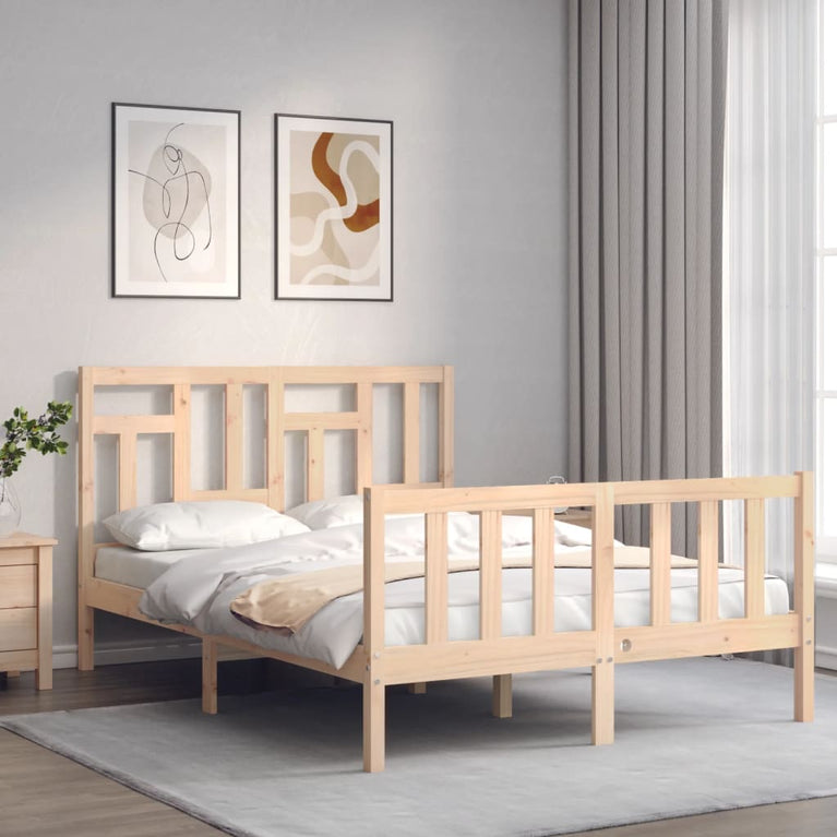 Bedframe met hoofdbord massief hout 120x200 cm
