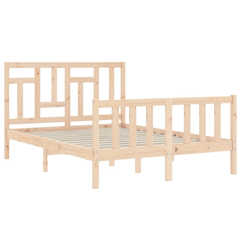 Bedframe met hoofdbord massief hout 120x200 cm