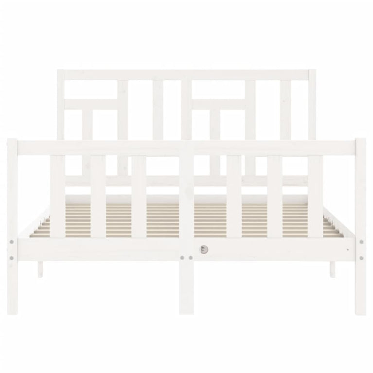 Bedframe met hoofdbord massief hout wit 120x200 cm