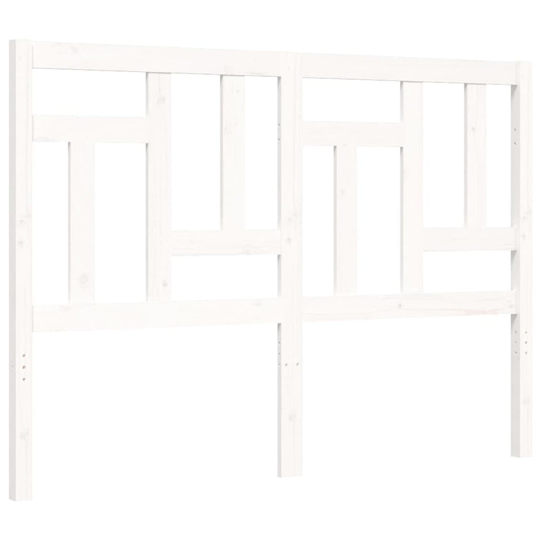 Bedframe met hoofdbord massief hout wit 120x200 cm