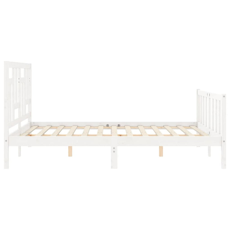 Bedframe met hoofdbord massief hout wit 5 FT King Size