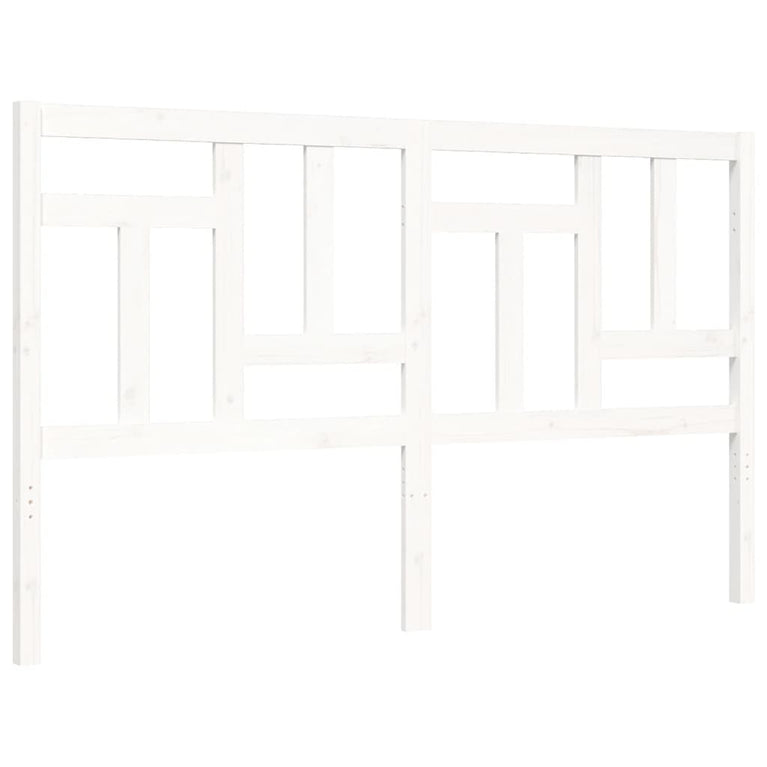 Bedframe met hoofdbord massief hout wit 5 FT King Size