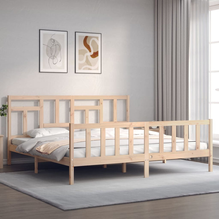 Bedframe met hoofdbord massief hout 6FT Super King