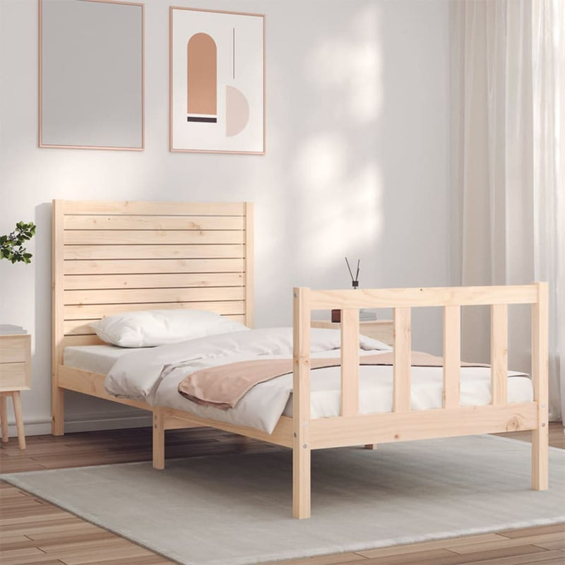 Bedframe met hoofdbord massief hout 2FT6 Small Single