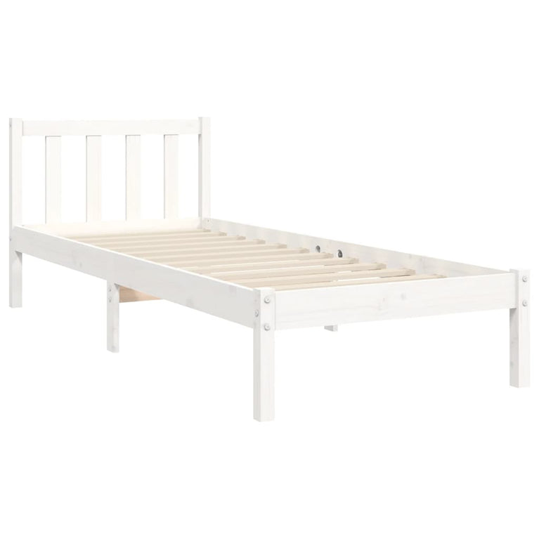 Bedframe met hoofdbord massief hout wit 2FT6 Small Single