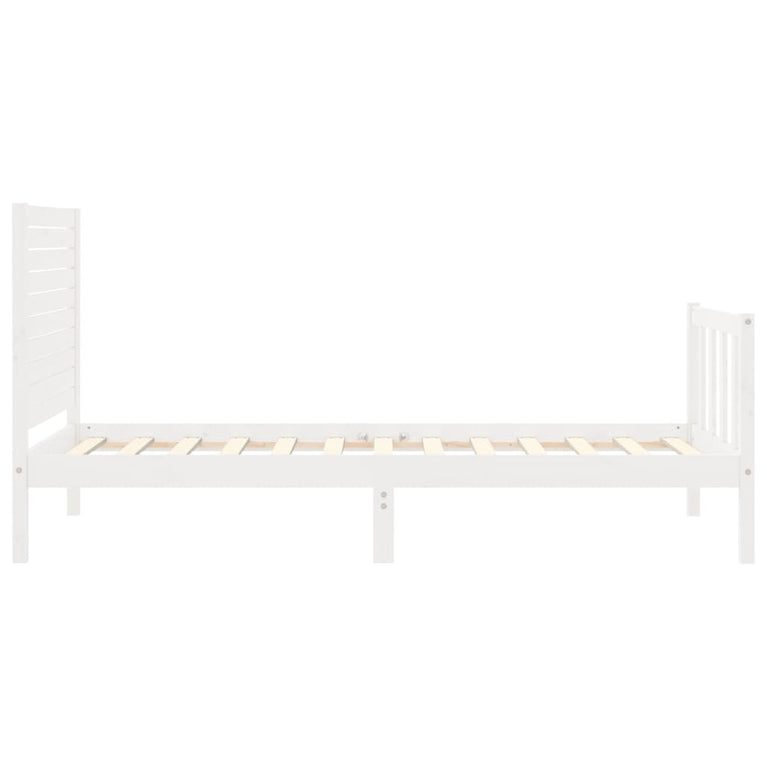 Bedframe met hoofdbord massief hout wit 3FT Single