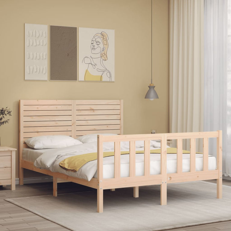 Bedframe met hoofdbord massief hout 4FT Small Double
