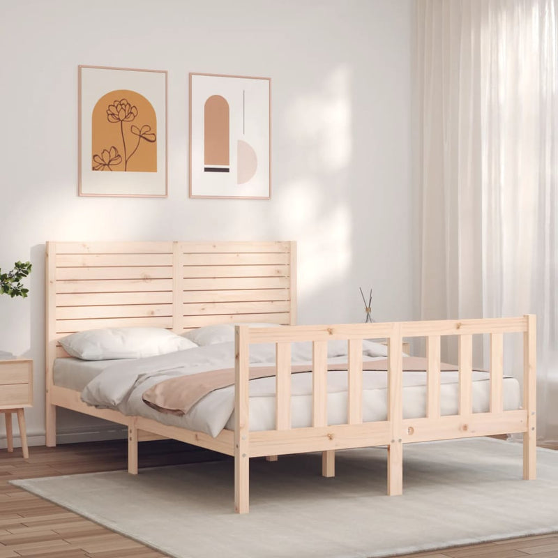 Bedframe met hoofdbord massief hout 4FT Small Double