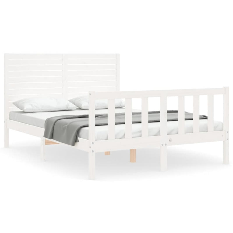 Bedframe met hoofdbord massief hout wit 4FT Small Double